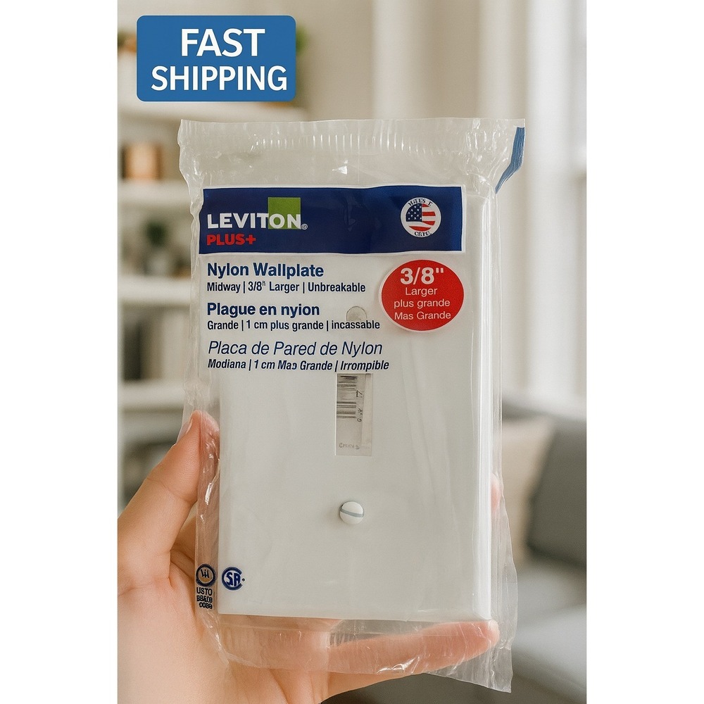 Leviton‎ R52-PJ1-WM Toggle Wall Plate | Midway/Midsize Nylon | 1-Gang  White New